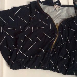 Navy Blue Romper with Arrows